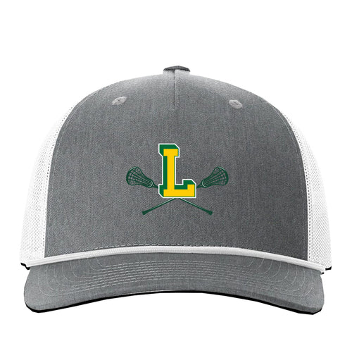 "L" Lacrosse White Mesh Trucker with Rope